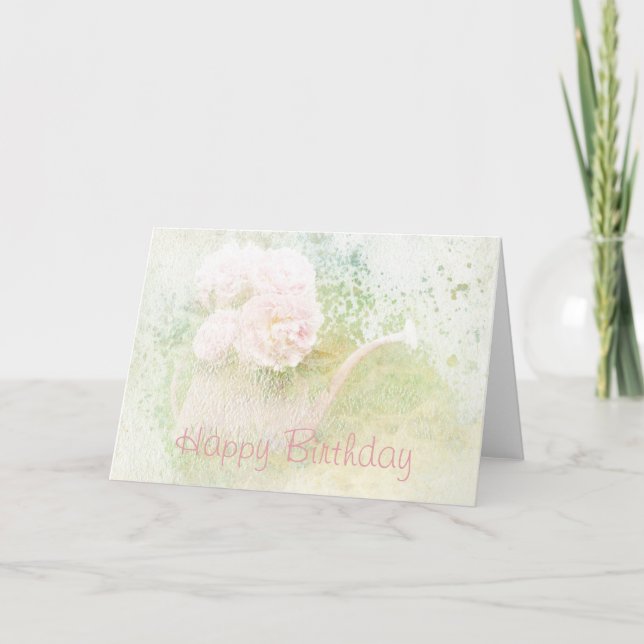 Carte Joyeux Anniversaire Textures fanées Peony Bouquet  (Devant)
