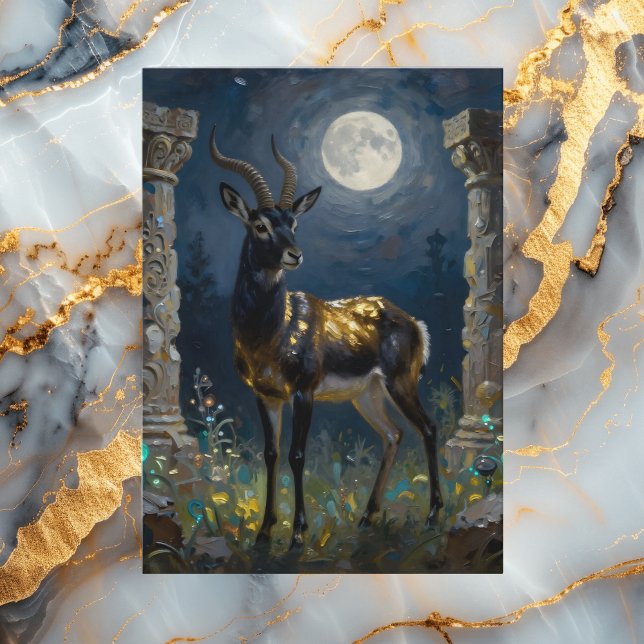 Carte Joyeux Anniversaire Thème Gazelle Noir et Or  (Créateur téléchargé)