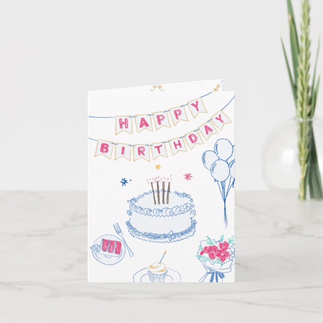 Carte Joyeux anniversaire tiré à la main (Devant)