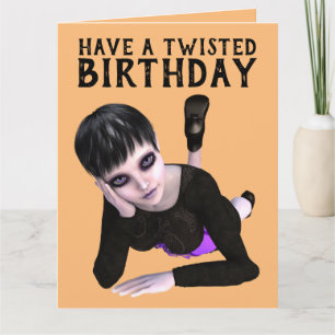 Carte Joyeux anniversaire tordu, grande fille EMO ! CART