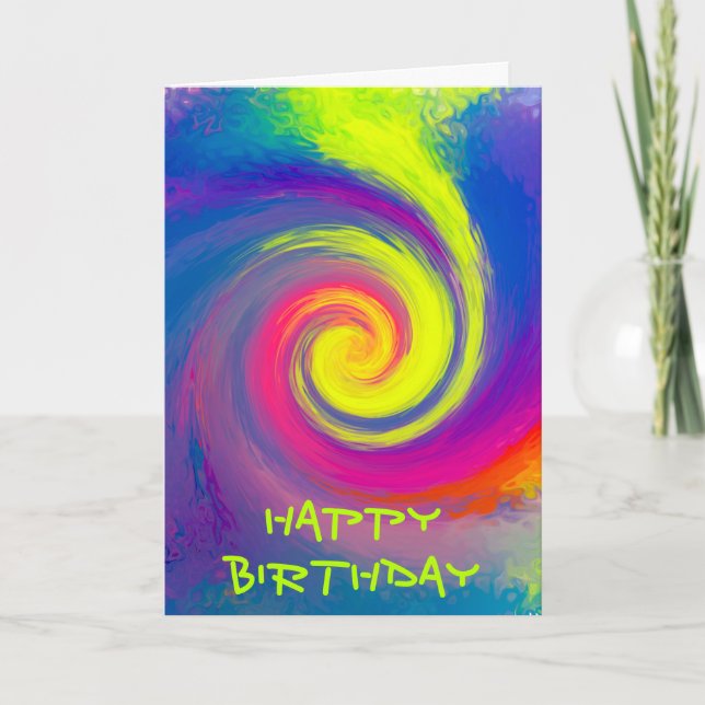 Carte Joyeux Anniversaire - Tourbillon Abstrait Groovy S (Devant)