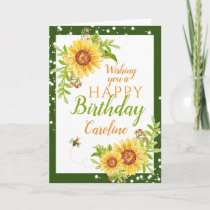 Carte Joyeux Anniversaire Tournesol Floral