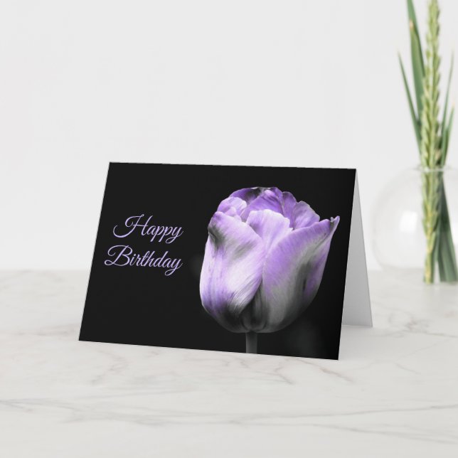 Carte Joyeux anniversaire Tulipe pourpre *personnaliser* (Devant)