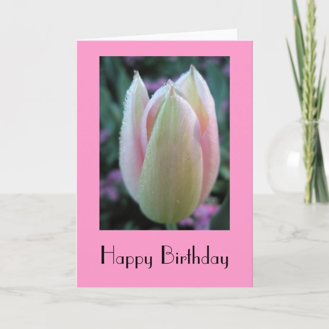 Carte Joyeux Anniversaire Tulipe Rose (Devant)