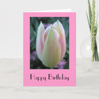 Carte Joyeux Anniversaire Tulipe Rose
