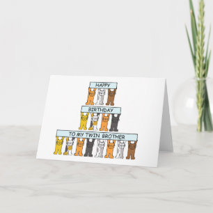 Carte Joyeux Anniversaire Twin Brother Cute Cats.