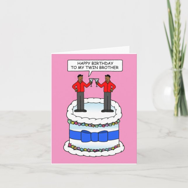 Carte Joyeux Anniversaire Twin Brother Hommes Afro-Améri (Devant)