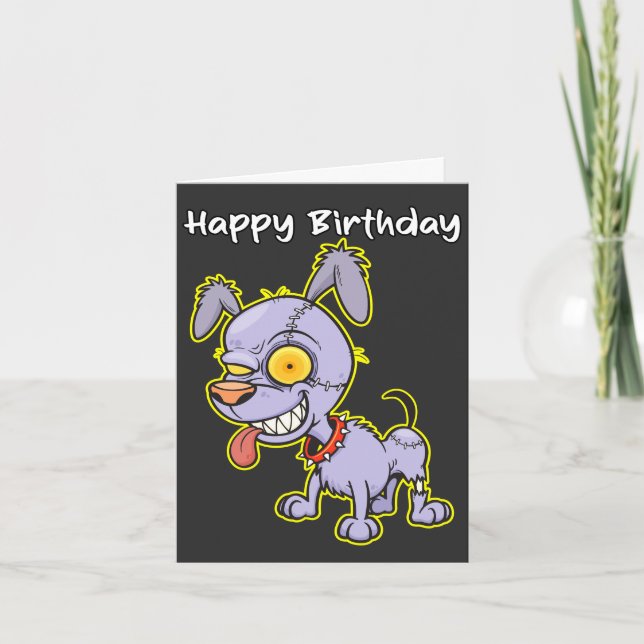 Carte Joyeux anniversaire Undead Zombie Chien Illustrati (Devant)