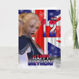Carte Joyeux anniversaire Union Jack, Elf