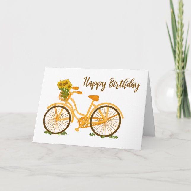 Carte Joyeux Anniversaire Vélo Ancien (Devant)