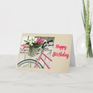 Carte ****Joyeux Anniversaire**** Vélo au printemps