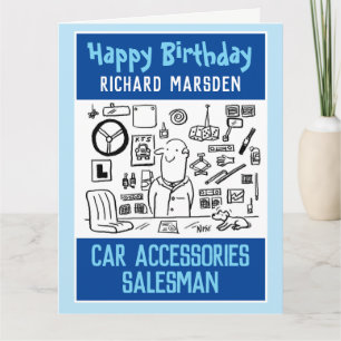 Carte Joyeux Anniversaire Vendeur d'Accessoires de Voitu