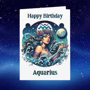 Carte Joyeux Anniversaire Verseau } Page de coloriage in