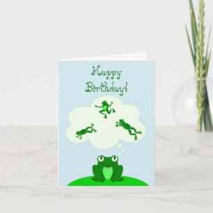 Carte Joyeux Anniversaire Vert avec Grenouille à rêves d