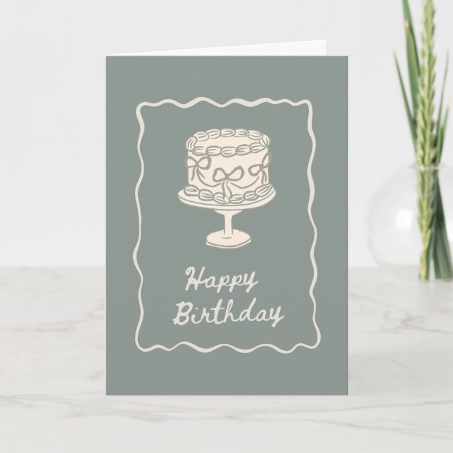 Carte Joyeux Anniversaire Vert Olive  (Devant)