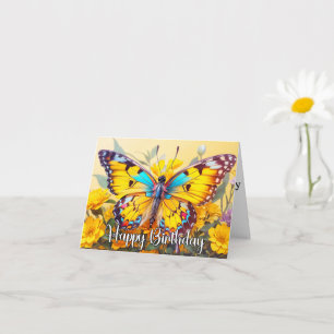 Carte Joyeux Anniversaire Vibrant Papillon Design