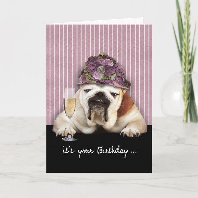 Carte joyeux anniversaire, vieillissant, humour, chien (Devant)