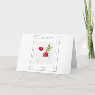 Carte Joyeux anniversaire Vintage Rose Floral Aquarelle