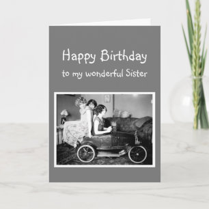 Carte Joyeux Anniversaire Vintage Soeurs Amour
