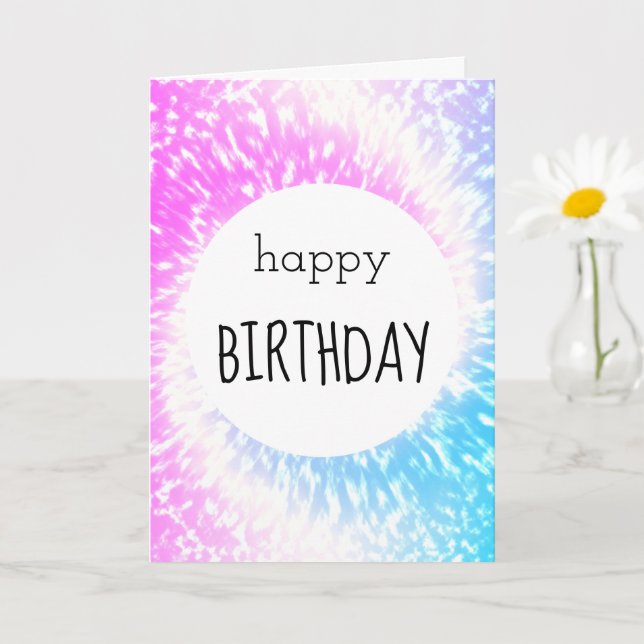 Carte Joyeux anniversaire violet et bleu teint teint Hip (Petite plante)