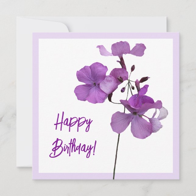 Carte Joyeux Anniversaire violet fleuri tendance mignon  (Devant)