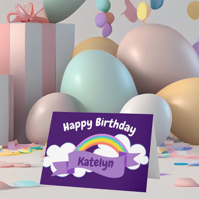 Carte Joyeux Anniversaire violet Rainbow Cute Custom (Créateur téléchargé)