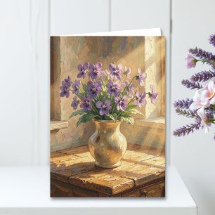 Carte Joyeux Anniversaire    Violettes Violettes & Poème