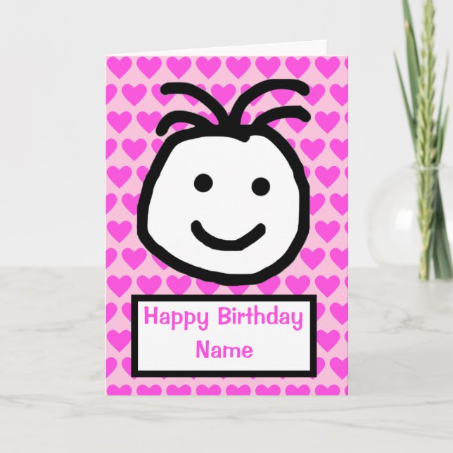 Carte Joyeux Anniversaire Visage Souriant Mignon (Devant)