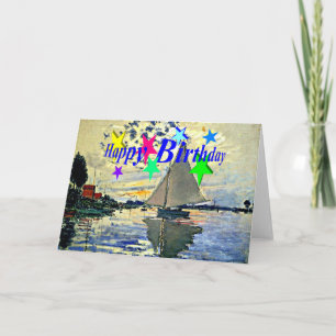 Carte Joyeux anniversaire, Voilier au Petit Gennevillier