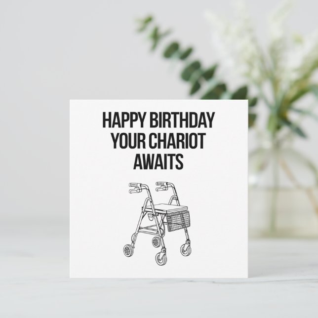 Carte Joyeux anniversaire Votre Chariot Attend (Debout devant)