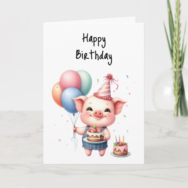 Carte Joyeux Anniversaire Vous Fêtez Animal Cake Balloon (Devant)