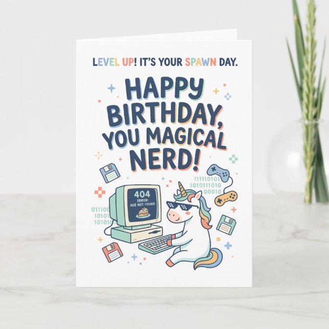 Carte Joyeux Anniversaire Vous Nerd Magique (Devant)