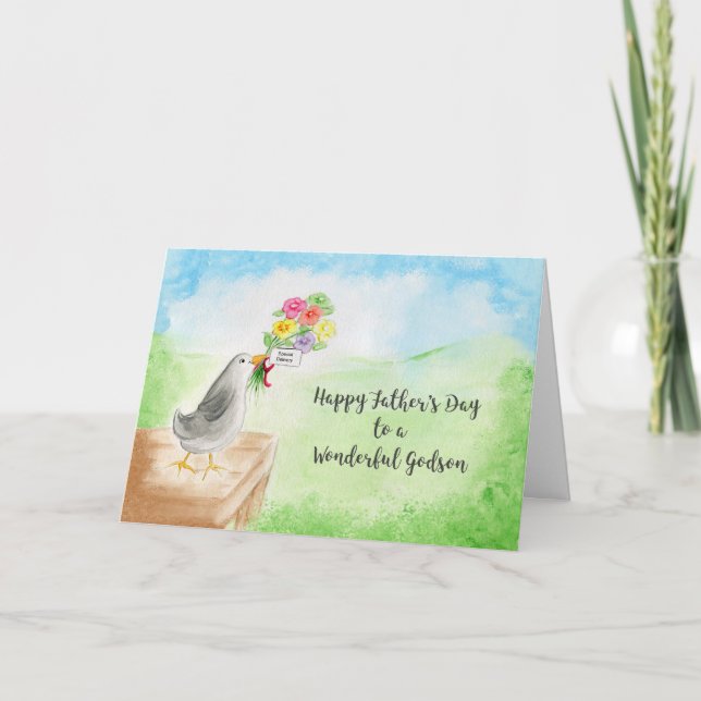Carte Joyeux anniversaire, Watercolor Bird, Flower (Devant)
