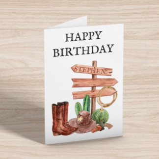Carte Joyeux anniversaire Western Cowboy Boots