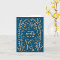 Joyeux Anniversaire Whimsical Floral Sketch Doodle