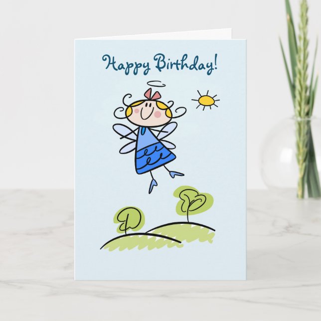 Carte Joyeux Anniversaire Whimsical Happy Flying Angel F (Devant)