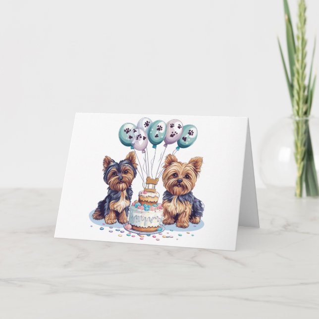 Carte Joyeux anniversaire Yorkie Chien (Devant)