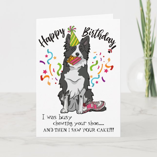 Carte Joyeux anniversaire Your Border Collie Dog Pink Sh (Devant)