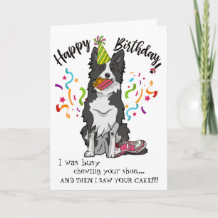 Carte Joyeux anniversaire Your Border Collie Dog Pink Sh