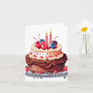 Carte Joyeux anniversaire Yummy Chocolate Cake Art