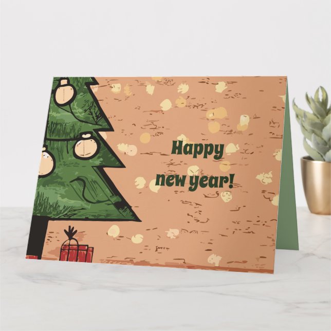 Carte Joyeux arbre de Noël du Nouvel An (Petite plante)