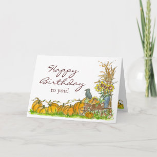 Carte Joyeux automne Citrouille Patch d'anniversaire Bla