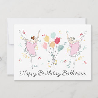 Carte Joyeux Ballerina Birthday Ballet Balloons