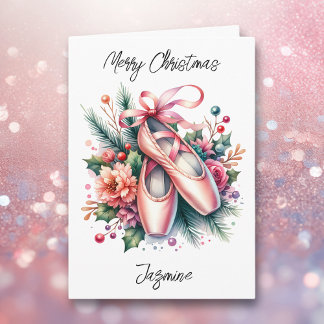 Carte Joyeux ballet de Noël et page de coloriage fille