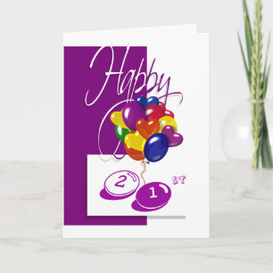 Carte Joyeux ballon de 21e anniversaire brillant à tout