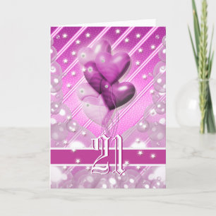 Carte Joyeux ballon de 21e anniversaire lumineux