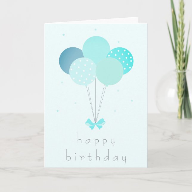Carte Joyeux Ballons d'anniversaire bleu (Devant)