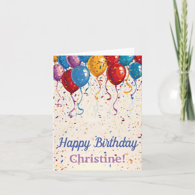 Carte Joyeux Ballons d'anniversaire Conception personnal (Devant)