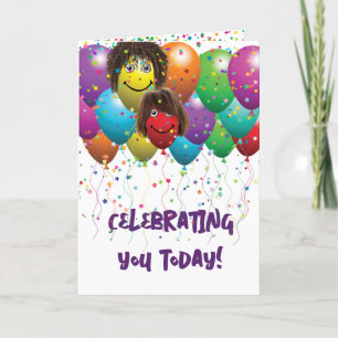 Carte Joyeux Ballons D'Anniversaire Et Confetti
