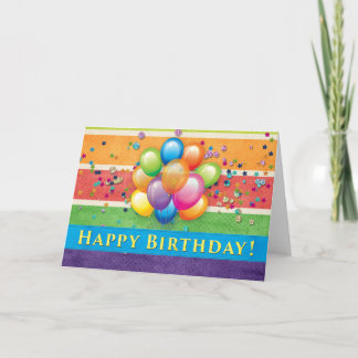 Carte Joyeux Ballons d'anniversaire multicolore